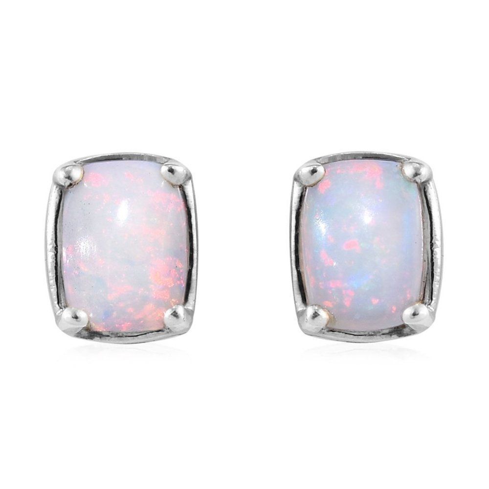 Ethiopian Welo Opal Stud Earrings Sterling Silver